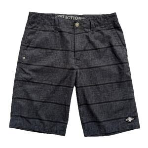 Affliction Board Shorts Mens 34 Dark Blue Striped Logo 12" Inseam Surf Skate